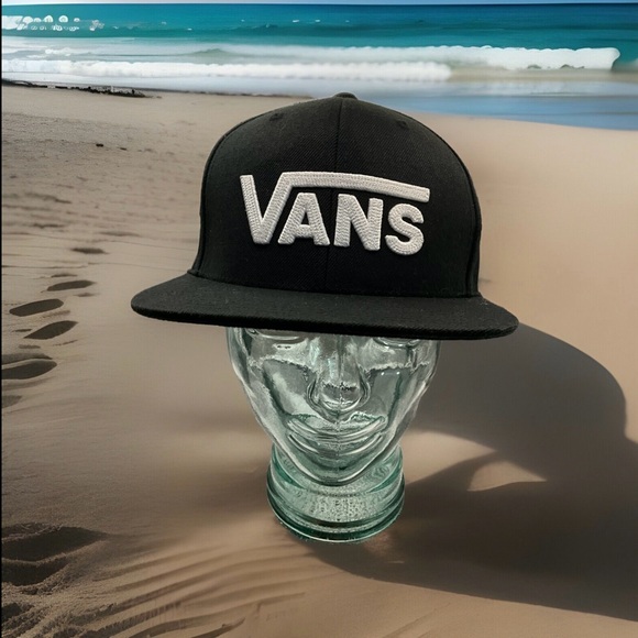 Vans Drop V Low Black White Snapback Baseball Hat Unisex Skateboarding BMX - Picture 1 of 4